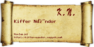 Kiffer Nándor névjegykártya